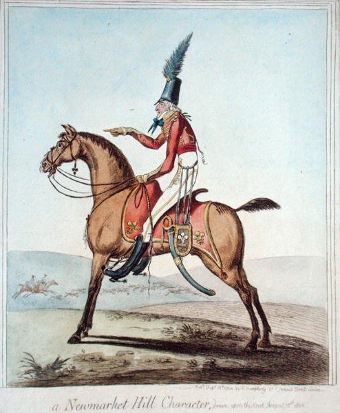 En Newmarket Hill Character, tegnet på stedet, 18. august 1802, udgivet af Hannah Humphrey i 1804 (håndfarvet radering) af James Gillray