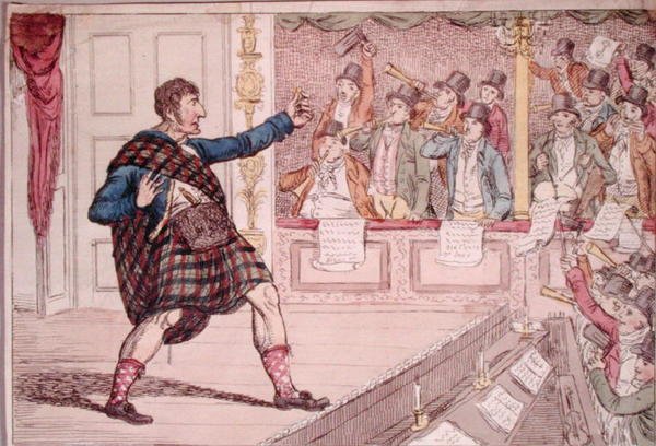 En parodi på Macbeths Soliloquy på Covent Garden Theatre, udgivet af Walker i 1809 (håndkoloreret radering) af James Gillray