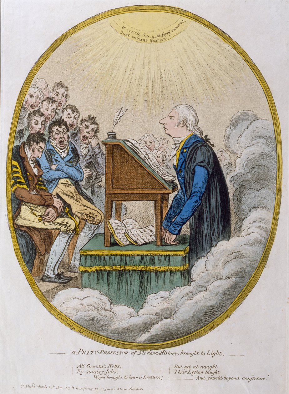 En lille professor i moderne historie bragt frem i lyset, udgivet af Hannah Humphrey i 1810 (ætsning med akvatint) af James Gillray