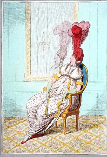 A Portrait of Modern Elegance, udgivet af Hannah Humphrey i 1795 (håndfarvet radering) af James Gillray