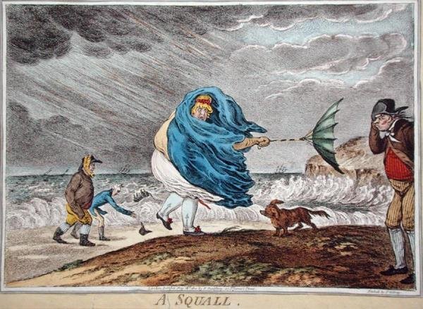 A Squall, udgivet af Hannah Humphrey i 1810 (håndfarvet radering) af James Gillray