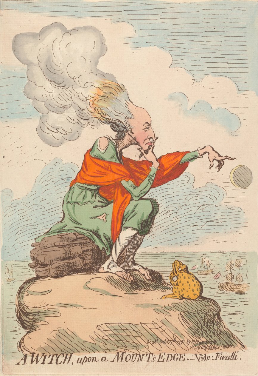 En heks på kanten af et bjerg - Se: Fuseli af James Gillray