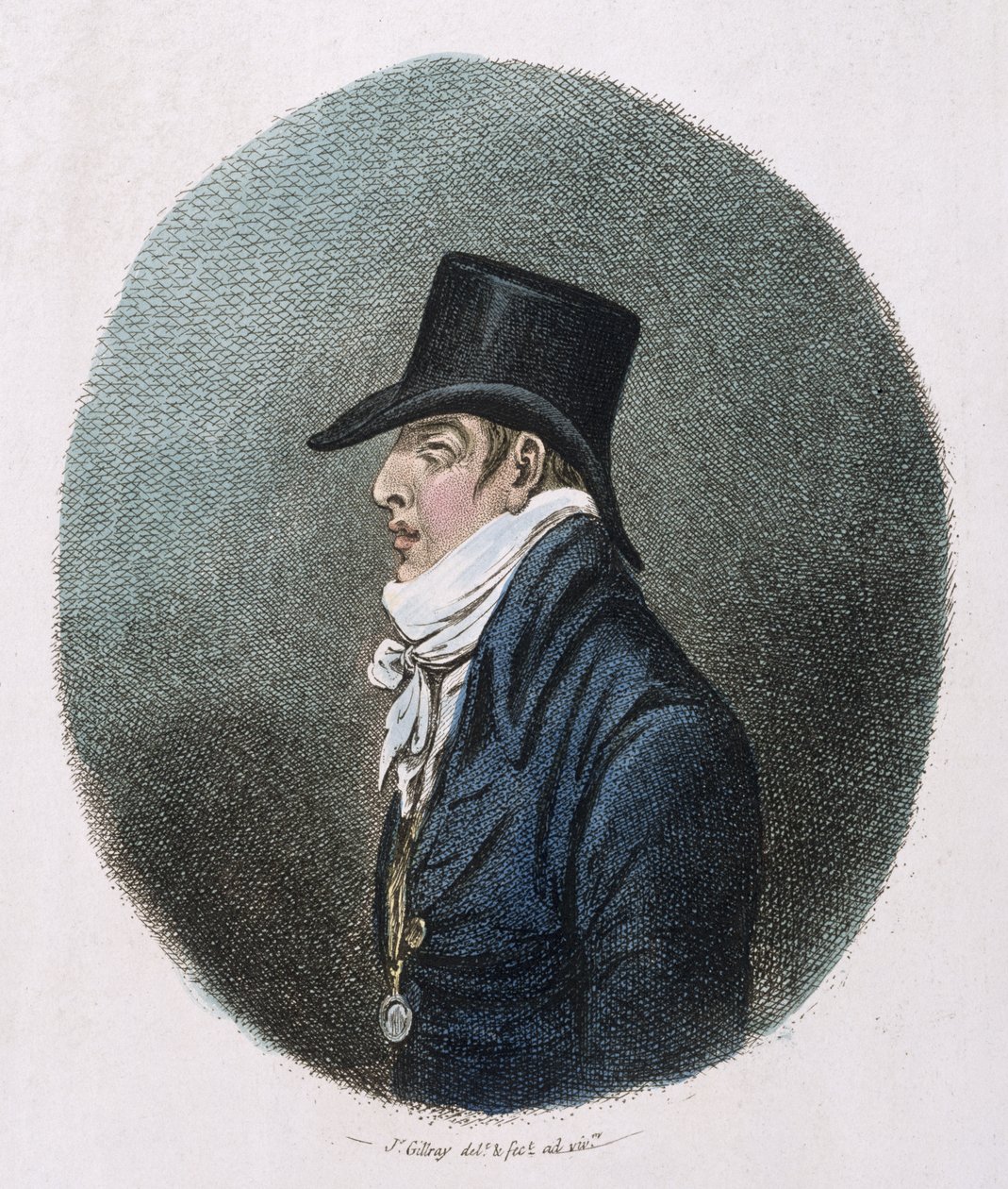 Et portræt, udgivet af Hannah Humphrey i 1799 (håndkoloreret radering) af James Gillray