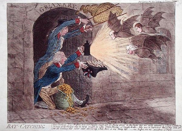 Flagermus fange af James Gillray