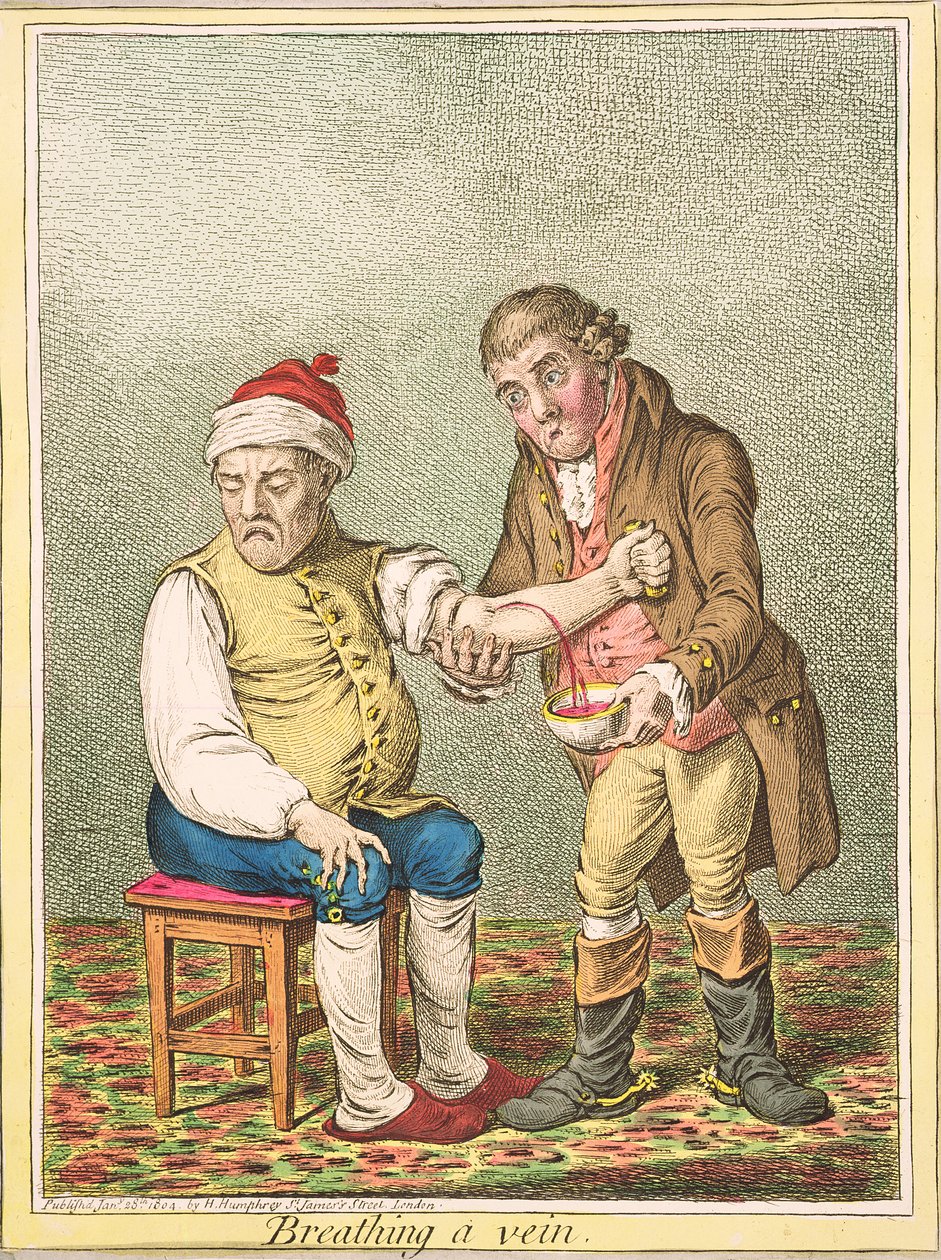 Breathing a Vein, udgivet af Hannah Humphrey, 1804 af James Gillray
