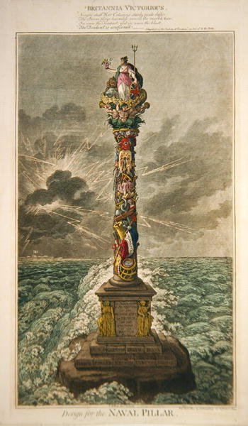 Britannia Victorious, Design for Naval Pillar, udgivet af Hannah Humphrey af James Gillray