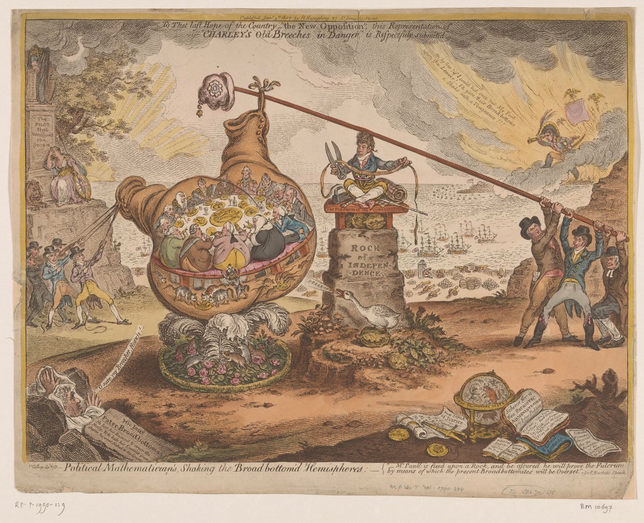 britiske politiske spotprent, 1807 Political Mathematicians, Shaking the Broad bottom