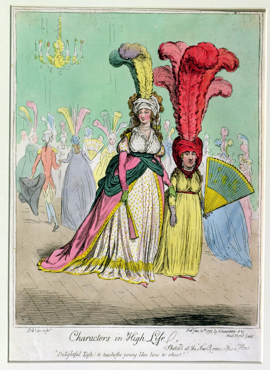 Characters in High Life, udgivet af Hannah Humphrey i 1795 (håndfarvet radering) af James Gillray