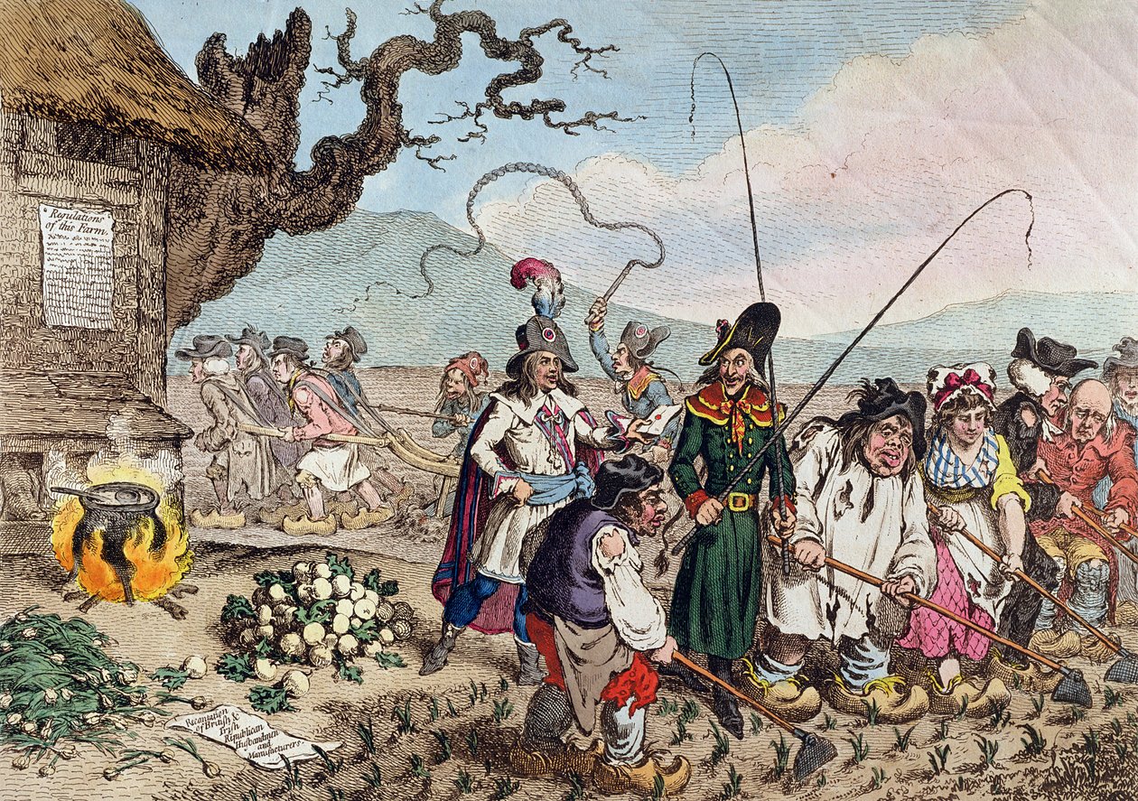 Konsekvenser af en succesfuld fransk invasion, eller Vi lærer de engelske republikanere at arbejde af James Gillray