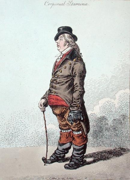 Corporale Stamina, udgivet af Hannah Humphrey i 1801 (håndfarvet radering) af James Gillray
