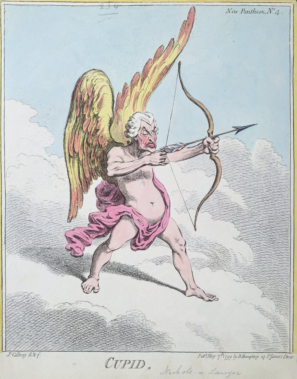 Amor, udgivet af Hannah Humphrey i 1799 (håndfarvet radering) af James Gillray