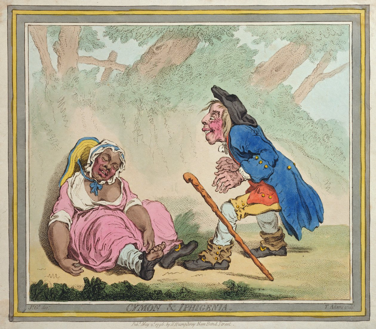 Cymon und Iphigenia, udgivet af Hannah Humphrey i 1796 (håndfarvet radering) af James Gillray