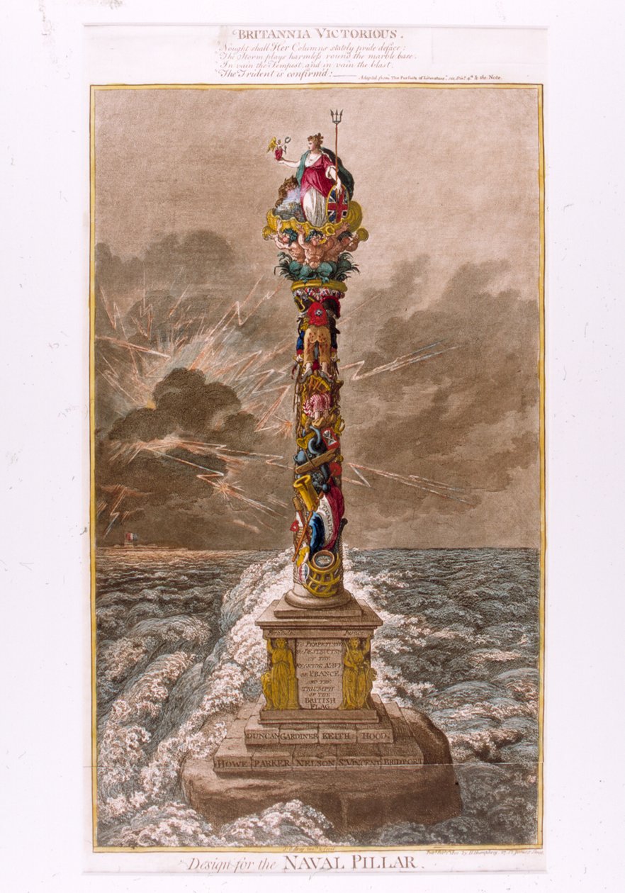 Design til søsøjlen, 1800 (farvelætsning) af James Gillray