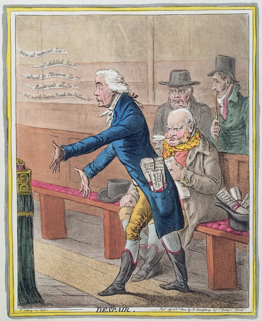 Despair, udgivet af Hannah Humphrey i 1802 (håndfarvet radering) (se 191204) af James Gillray