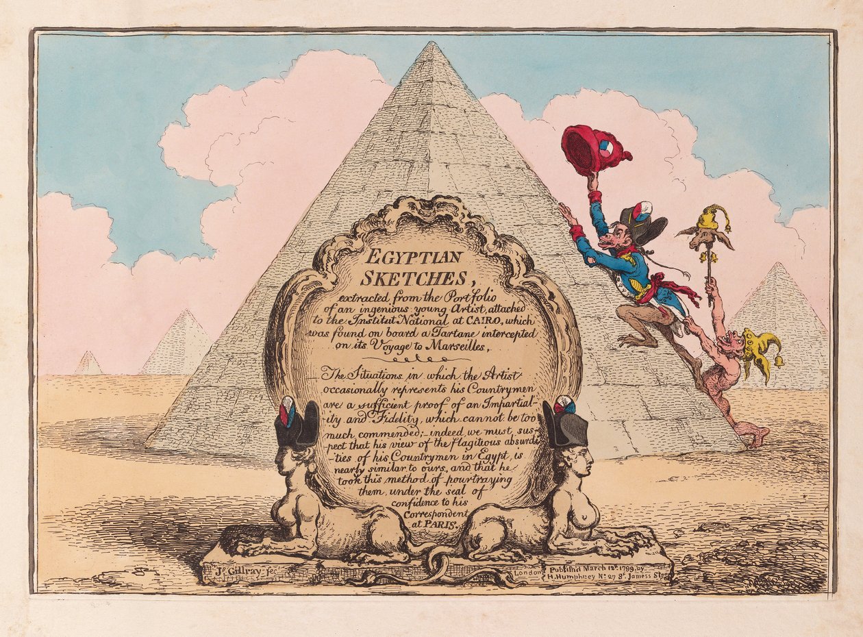 Egyptian Sketches, pub 1799 (håndkoloreret gravering) af James Gillray
