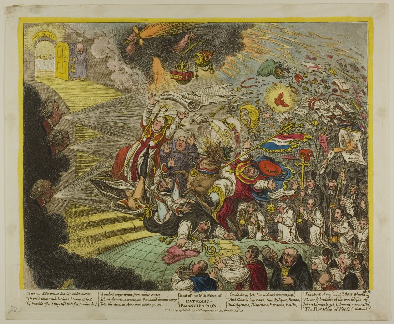Slut på den irske farce om katolsk frigørelse af James Gillray