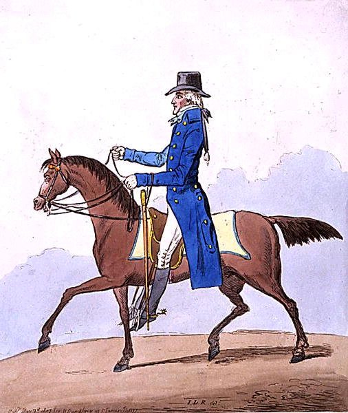 Equestrian Elegance, eller A Noble Scot, metamorfoseret, udgivet af Hannah Humphrey i 1803 (håndfarvet radering) af James Gillray