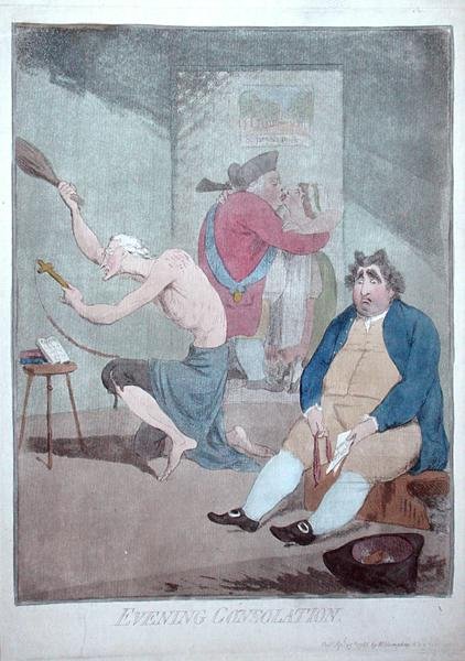 Evening Consolation, udgivet af William Humphrey i 1785 (håndkoloreret radering) af James Gillray