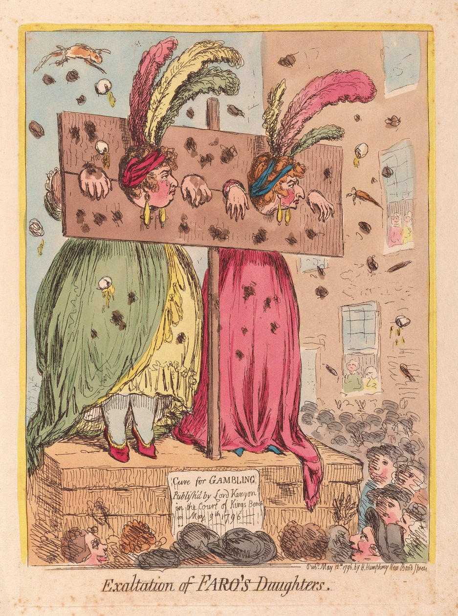 Exaltation of Faros Daughters, pub. 1796 (håndfarvet gravering) af James Gillray