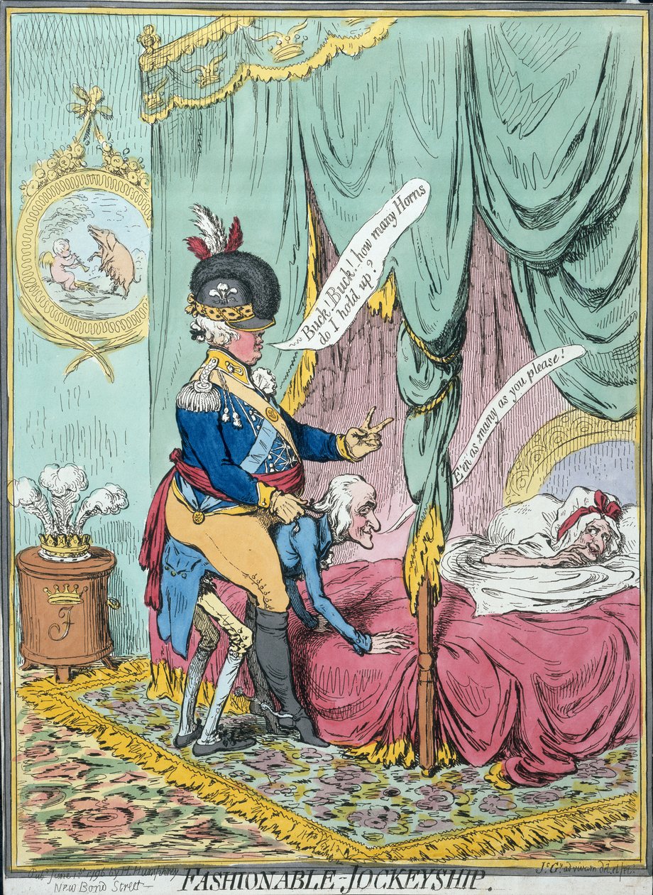 Fashionable Jockeyship, udgivet af Hannah Humphrey af James Gillray