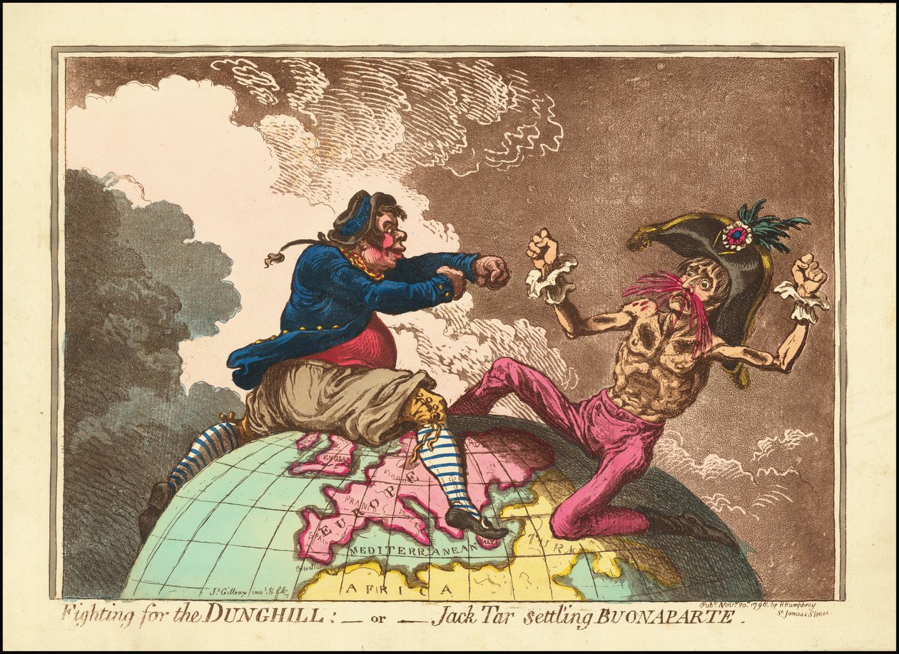 Kampen om Dunghill - eller - Jack Tar gør op med Buonaparte af James Gillray
