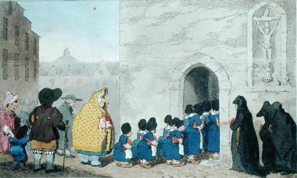 Flemish Characters, udgivet af G. Gillray i 1793 (håndkoloreret radering) af James Gillray