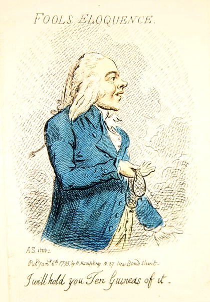 Fools Eloquence, udgivet af Hannah Humphrey i 1795 (håndfarvet gravering) (detalje fra 191281) af James Gillray