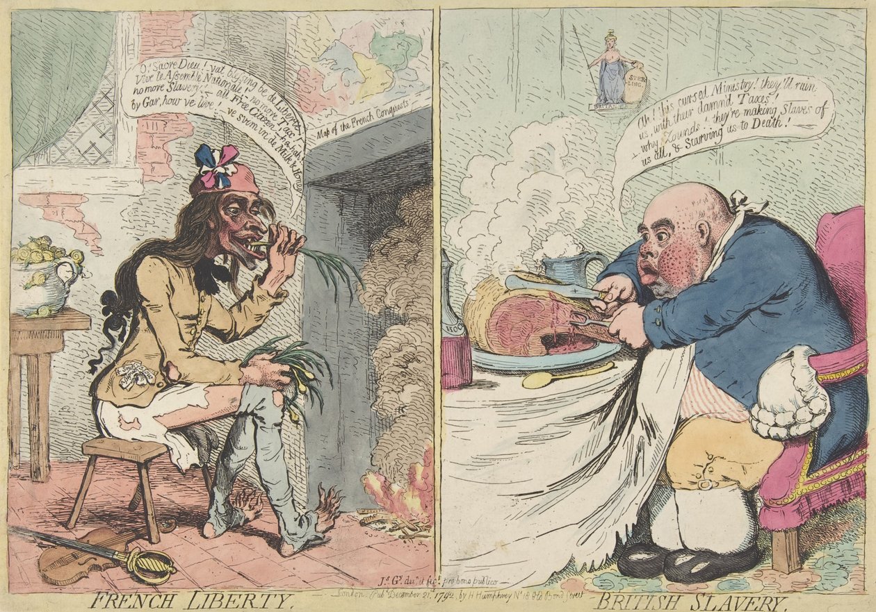 fransk frihed. Britisk slaveri, 21. december 1792., 21. december 1792. af James Gillray