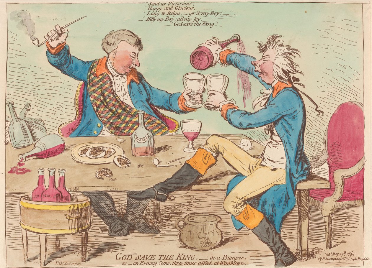 Gud bevare kongen. – I en bil. Eller – En aften scene tre gange om ugen i Wimbledon af James Gillray