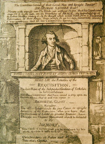 Her ligger Rester af Rekvisitionen af James Gillray