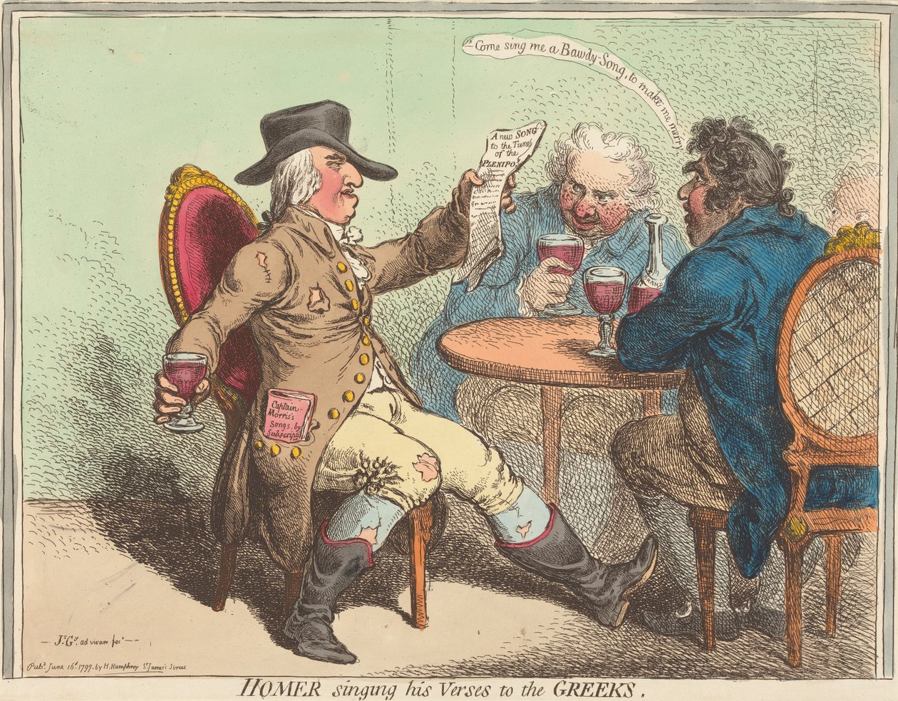 Homer singt seine Verse den Griechen af James Gillray