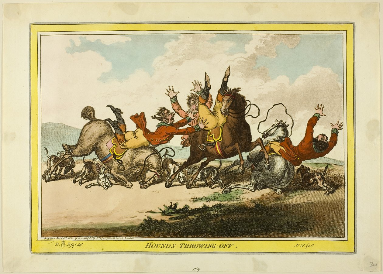 Hunde, der kaster sig ud af James Gillray