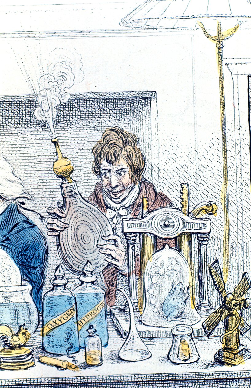 Humphry Davy, britisk kemiker og opfinder, 1802 af James Gillray