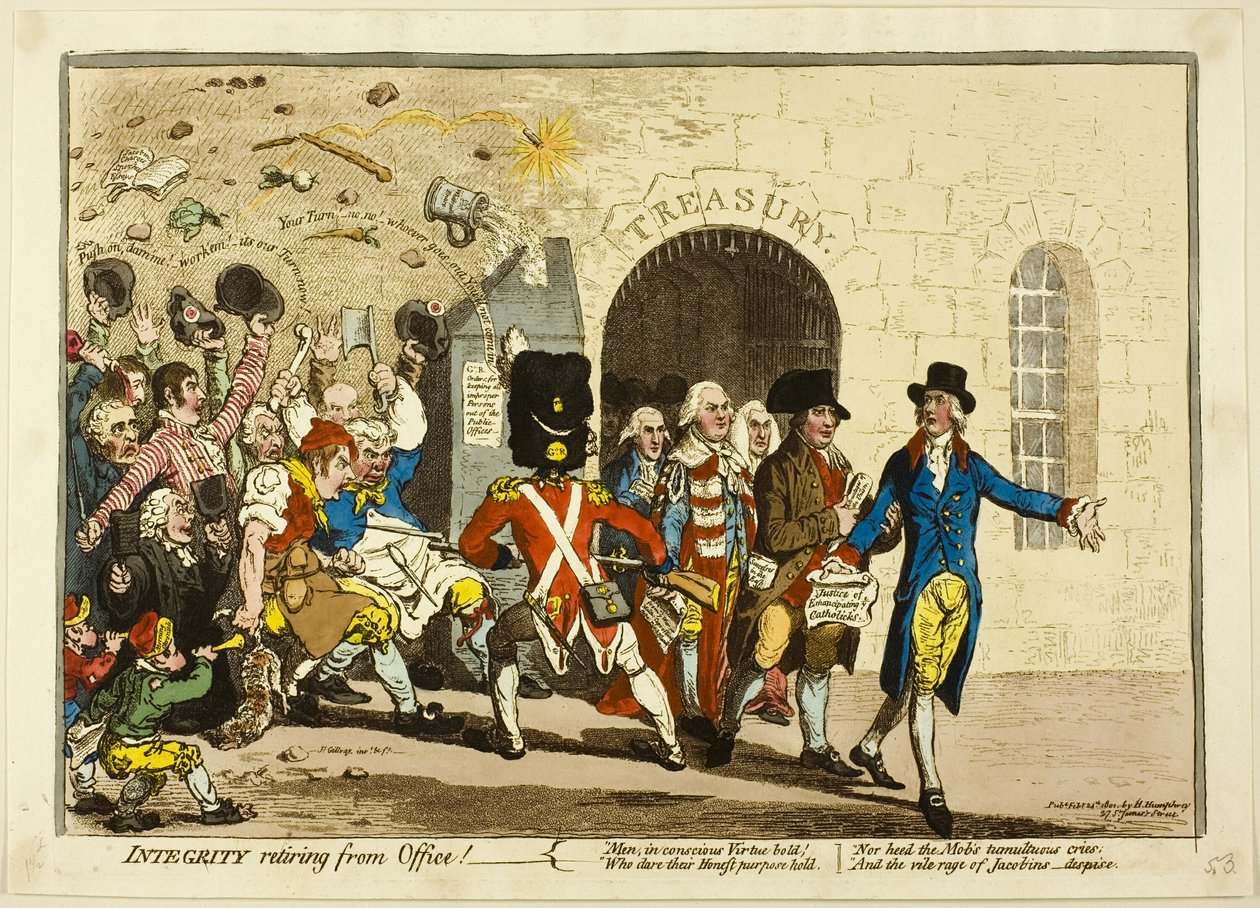 Integritet trækker sig tilbage fra embedet af James Gillray