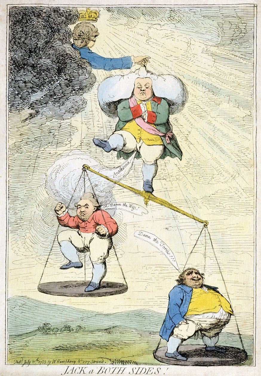 Jack a Both Sides, udgivet af William Humphrey i 1783 (håndfarvet radering) af James Gillray