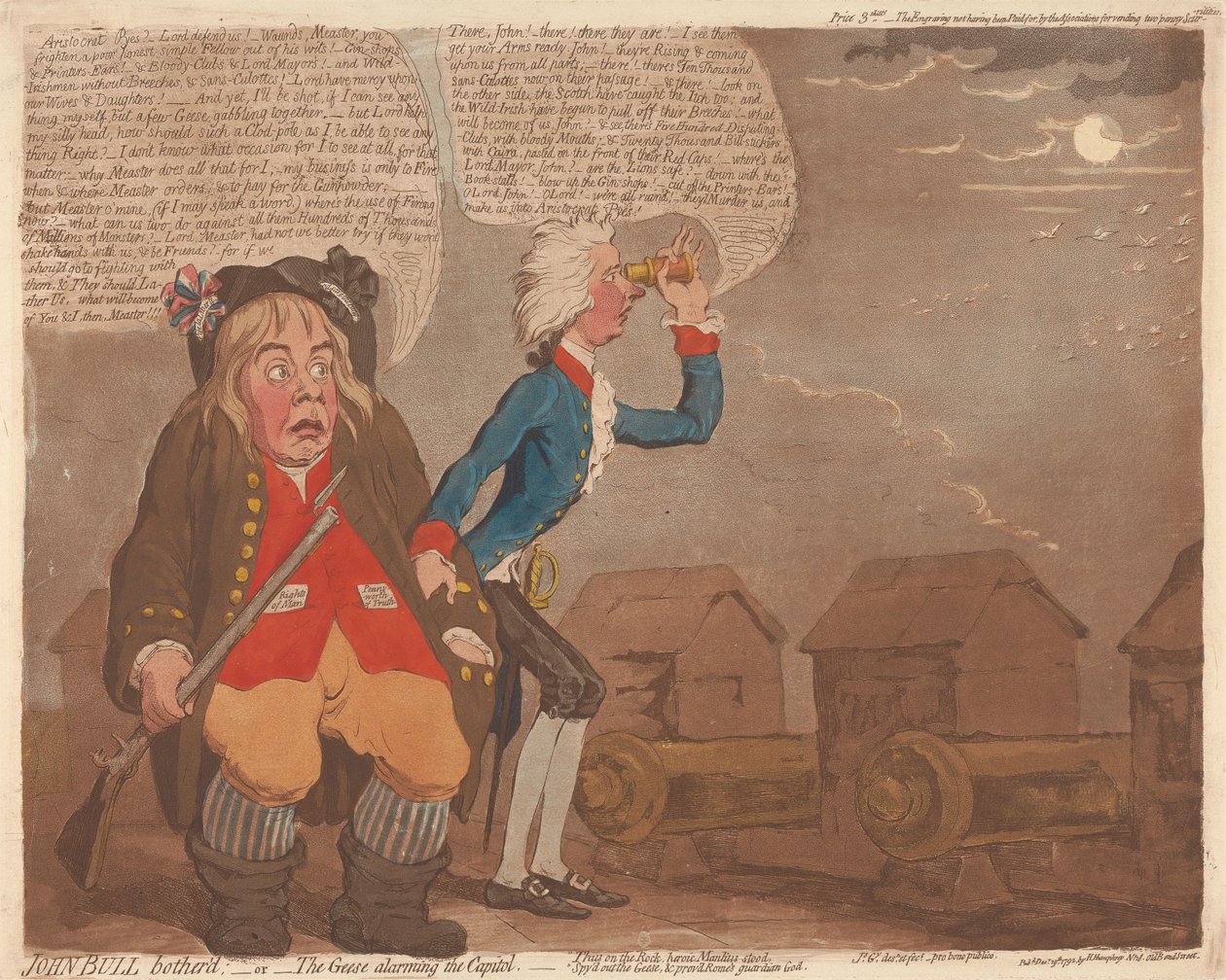 John Bull gestört; - oder - Die Gänse alarmieren das Kapitol af James Gillray