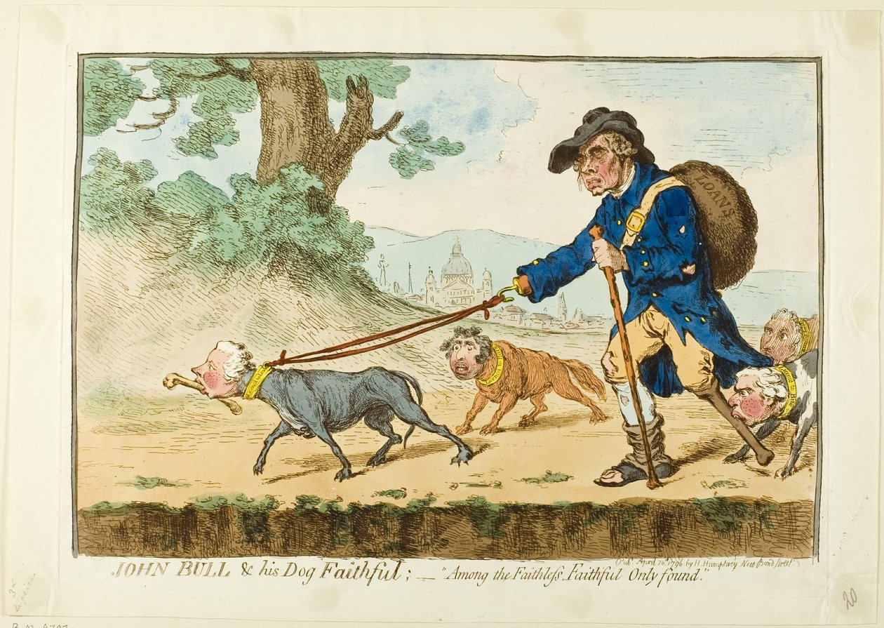 John Bull og hans hund Faithful af James Gillray