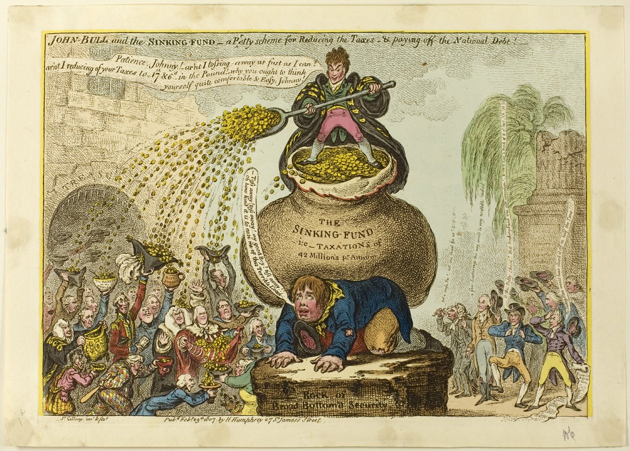 John Bull og den synkende fond af James Gillray