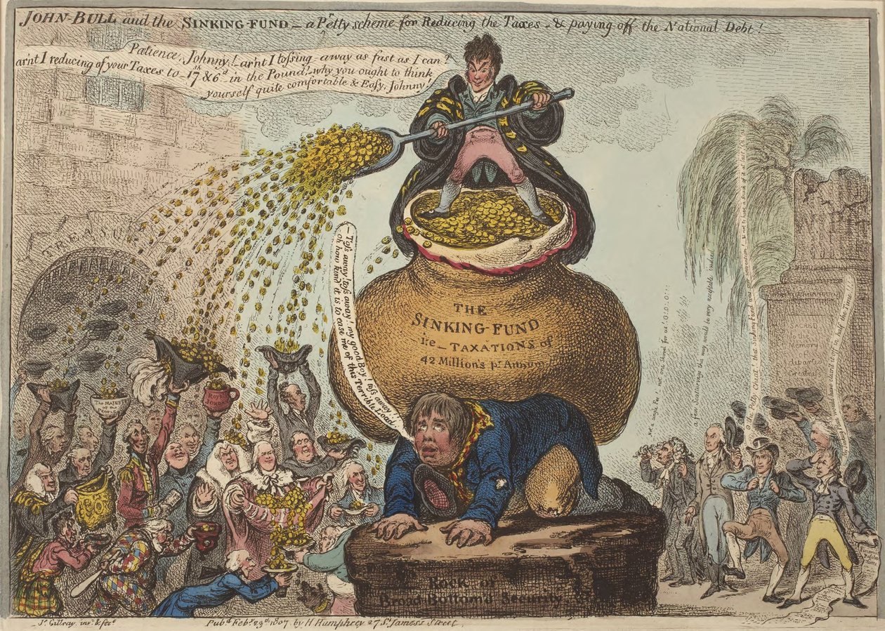 John Bull og afdragsfonden af James Gillray