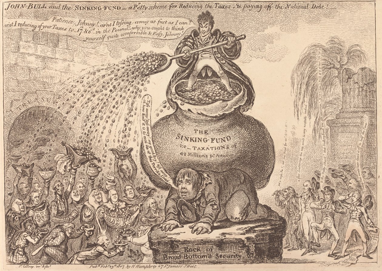John Bull og afdragsfonden af James Gillray