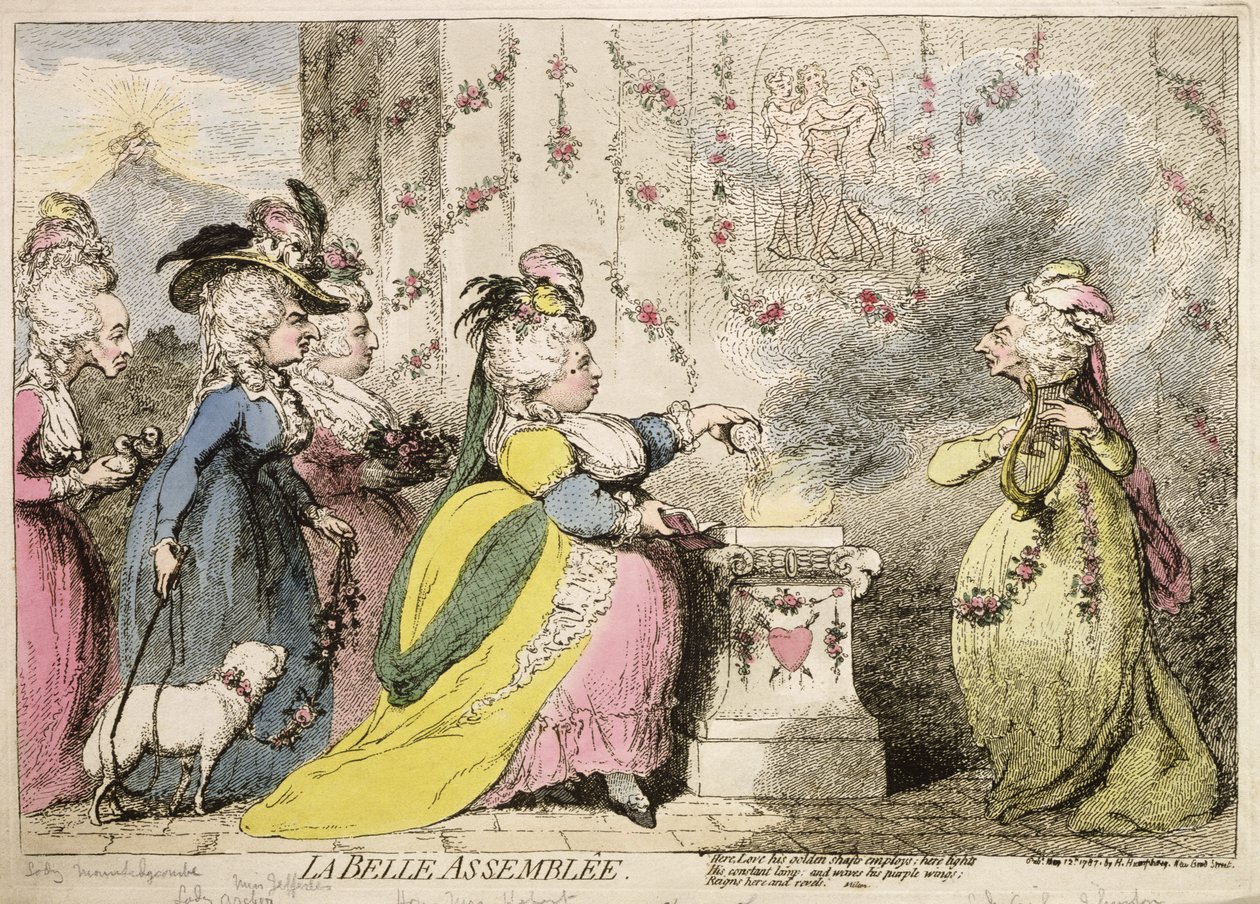 La Belle Assemblee, udgivet af Hannah Humphrey i 1787 (håndfarvet radering) af James Gillray