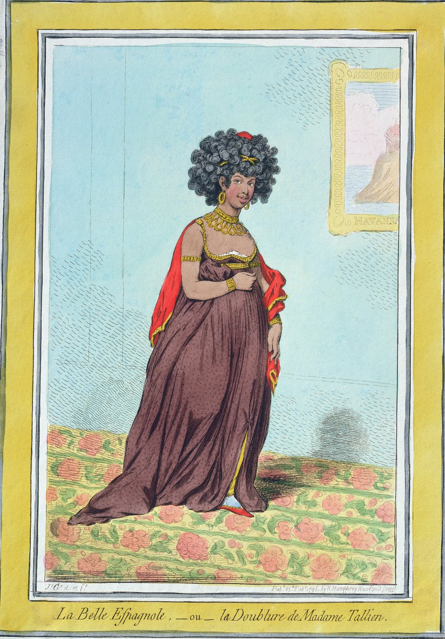La Belle Espagnole eller La Doublure de Madame Tallien (1773-1835) udgivet af Hannah Humphrey i 1796 (håndfarvet radering) af James Gillray