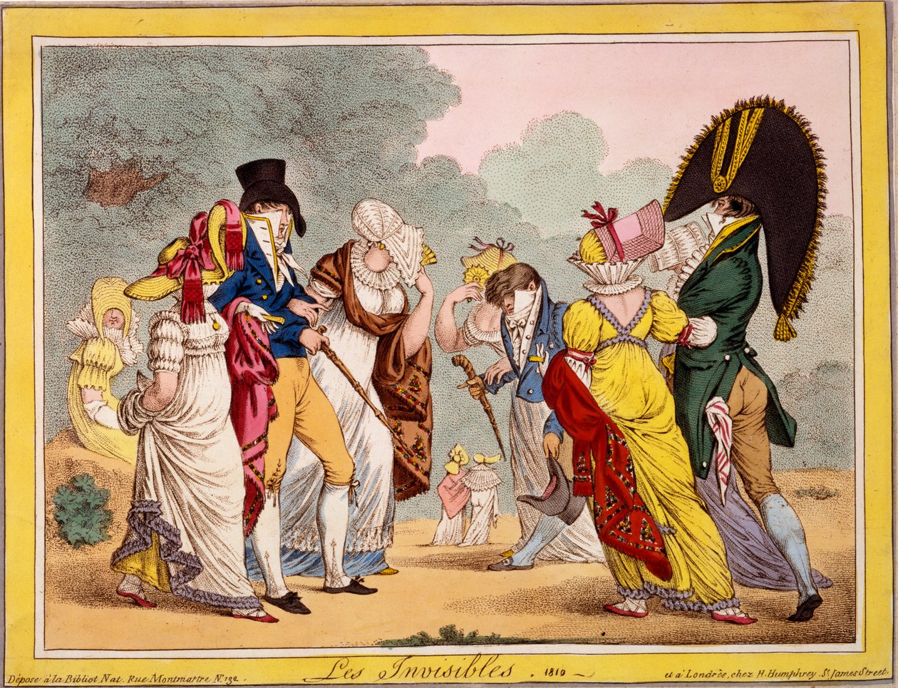 Les Invisibles, 1810 (håndfarvet gravering) af James Gillray