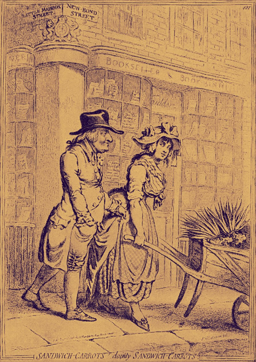 Lord Sandwich er opmærksom på en blomstersælger af James Gillray