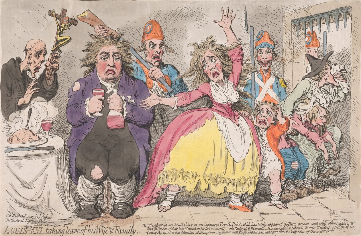 Ludvig 16. tager afsked med sin hustru og familie af James Gillray