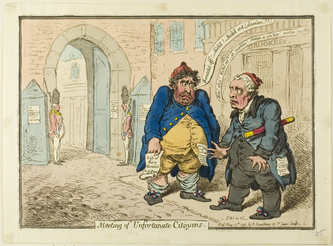 Møde mellem uheldige Citoyen af James Gillray