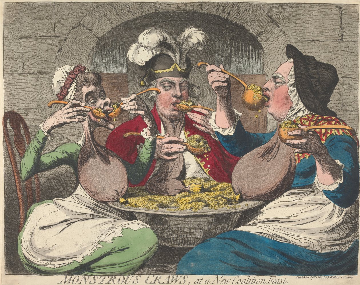 Monstrøse maver ved en ny koalitionsfest af James Gillray