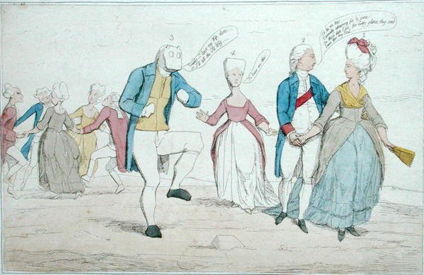 Monumenter for nylig opdaget på Salisbury Plain, udgivet af Hannah Humphrey i 1782 (håndfarvet radering) af James Gillray