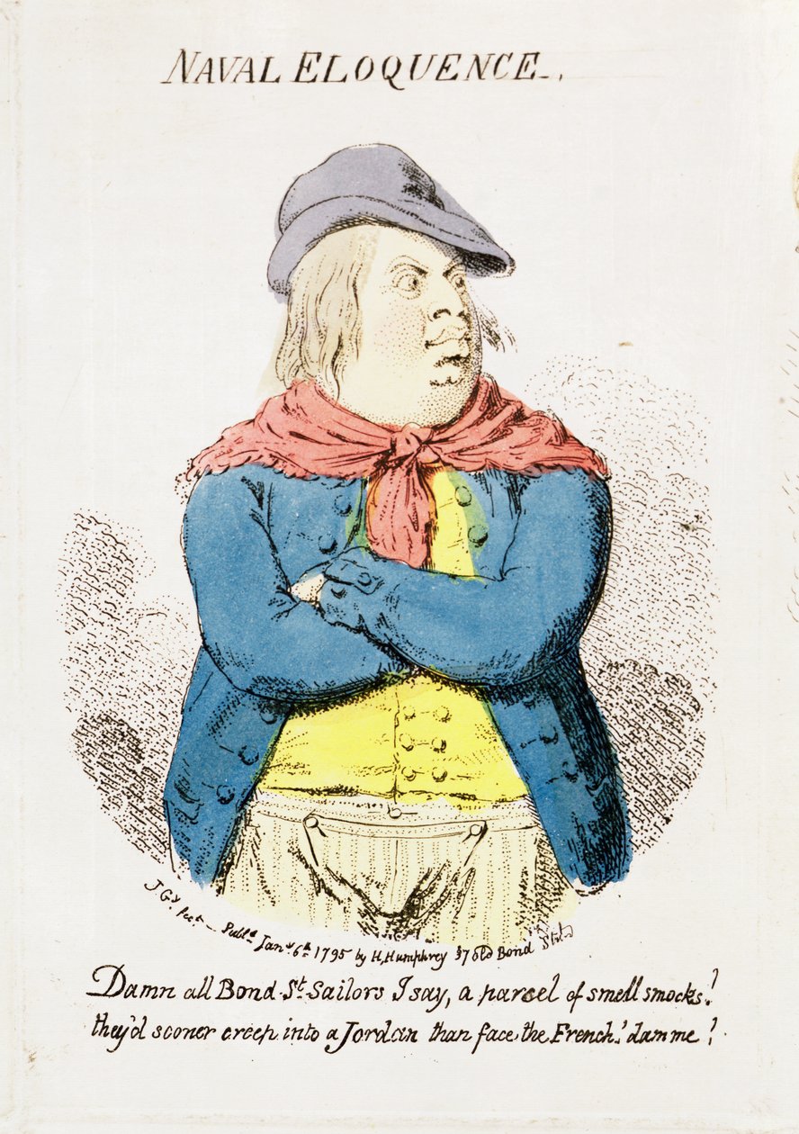 Naval Eloquence, udgivet af Hannah Humphrey i 1795 håndfarvede graveringsdetaljer fra 191281 af James Gillray