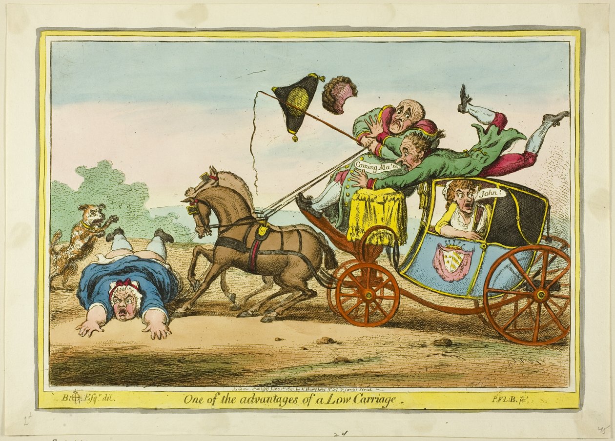 En af fordelene ved en lav vogn af James Gillray